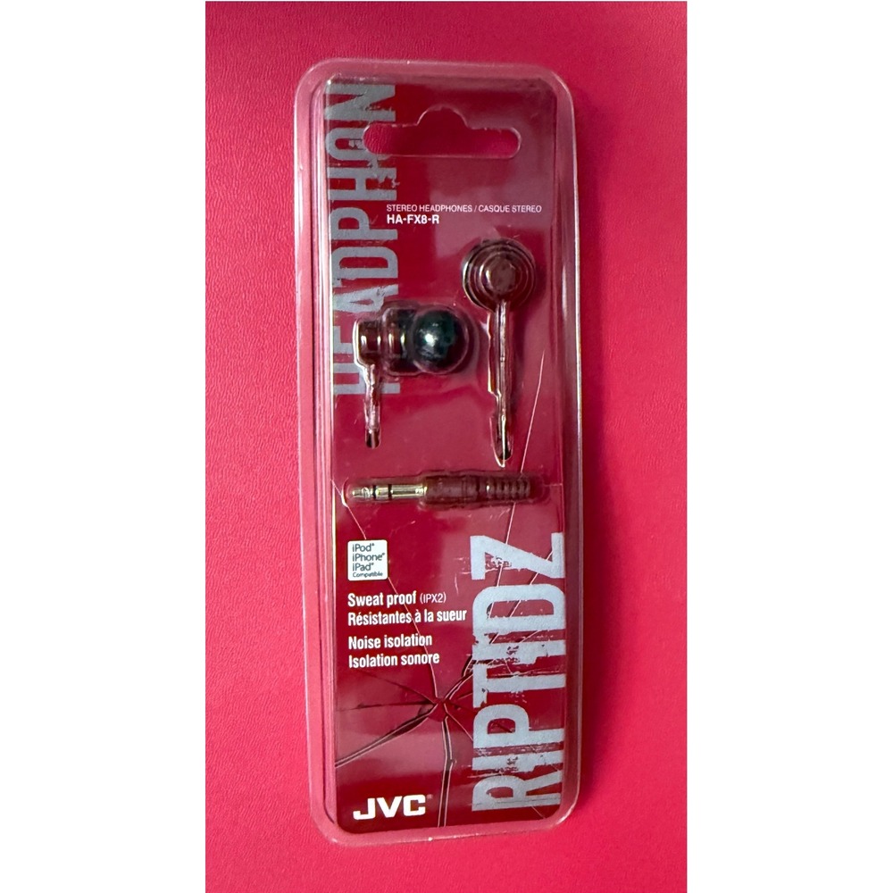 JVC Riptidz Headphones Unisex OS Red NEW HA-FX8-R Wired Sweat Proof In-Ear Buds